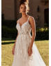 Beaded Ivory Lace Tulle V Back Enchanting Wedding Dress